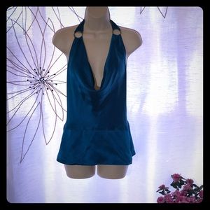 HOT backless blue blouse